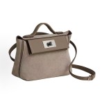 HERMES 2424-21 silver-clasp single-shoulder crossbody handbag for women, grayish-brown